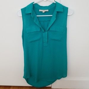Teal spotty Loft blouse